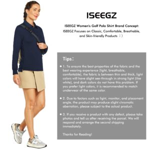 ISEEGZ Golf Polo Shirts for Women, Women's Long Sleeve Shirt Blouses, Dressy and Casual Women's Tops for Daily Work Sports, Comfortable Fitted & Quick Dry Apparel