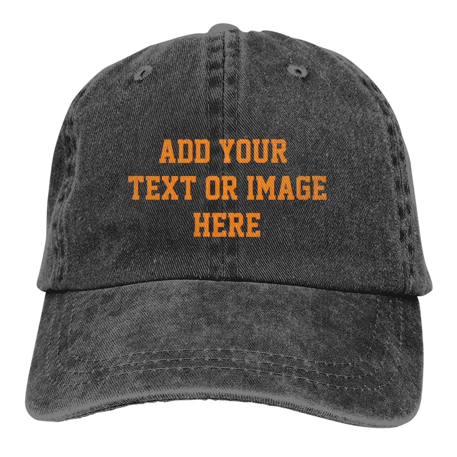 Custom Hat Personalize Add Your Text Logo Or Image Custom Baseball Cap Trucker Hats for Men & Women Black One Size