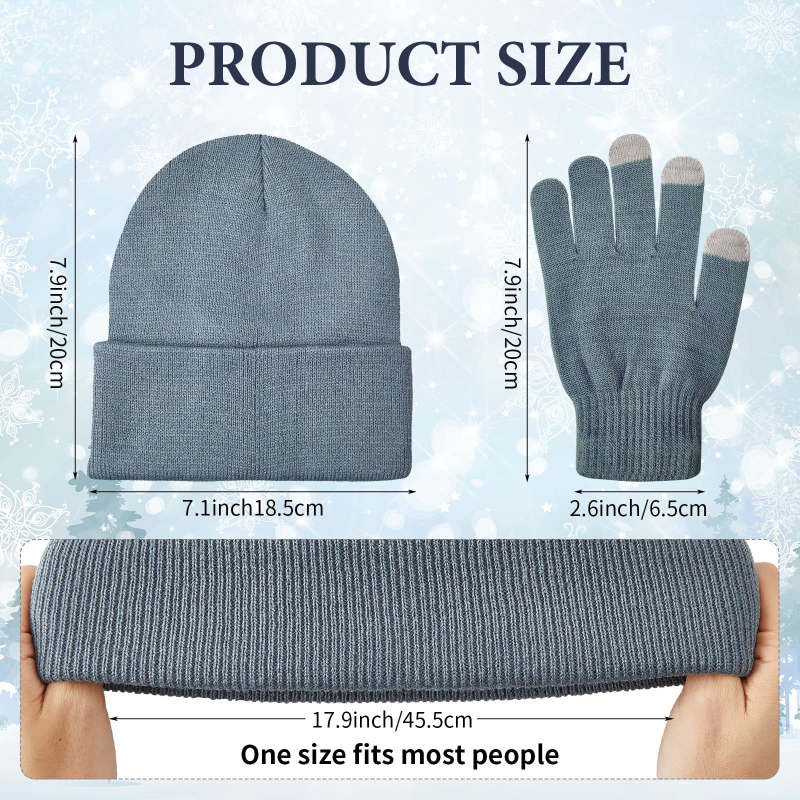 48 Pcs Bulk Winter Knit Beanies Gloves Men Women Warm Beanie Touchscreen Gloves Set Cozy Winter Accessories (Bright Color)