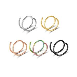 Jewelry 12g Ring for Women Jewelry Nose Hoop Hoop Spiral for Girls Nostril Piercing Hoop Nose Nose for Piercing Nose Ring Hoop Nose Jewelry (B, One Size), Stainless Steel, Rose Gold, Silver