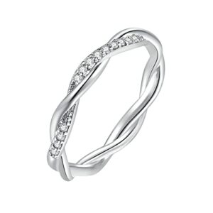 zirconia stones stainless steel promise ring simple thin band dainty gold eternity rings simple smooth stainless steel ring mother's day birthday gifts rings for women wife