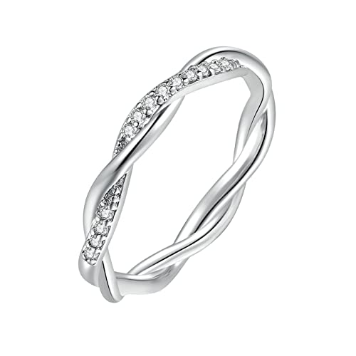 Zirconia Stones Stainless Steel Promise Ring Simple Thin Band Dainty Gold Eternity Rings Simple Smooth Stainless Steel Ring Mother's Day Birthday Gifts Rings for Women Wife