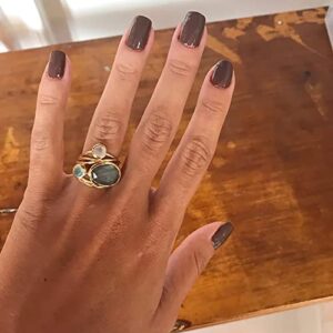 Acrylic Rings Chunky Bohemian Abalone Shell Ring Worry Relief Ring Plain Hammer Belt Ring Love Ring For Men And Women (Gold, 9)