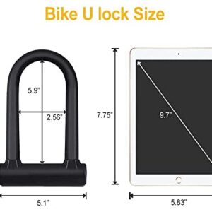 Bike Lock with Key, 1 Pack, Black, U-Lock, Beautiful Design