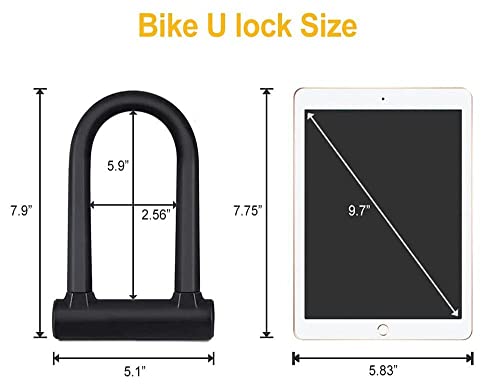 Bike Lock with Key, 1 Pack, Black, U-Lock, Beautiful Design