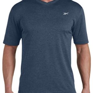 Reebok Performance Mesh V-Neck T-Shirt Navy Heather 3XL