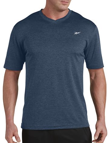 Reebok Performance Mesh V-Neck T-Shirt Navy Heather 3XL