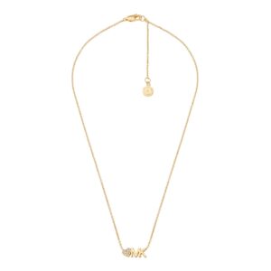 Michael Kors Brass and Pavé Crystal MK Logo Pendant Necklace for Women, Color: Gold (Model: MKJ7977710)