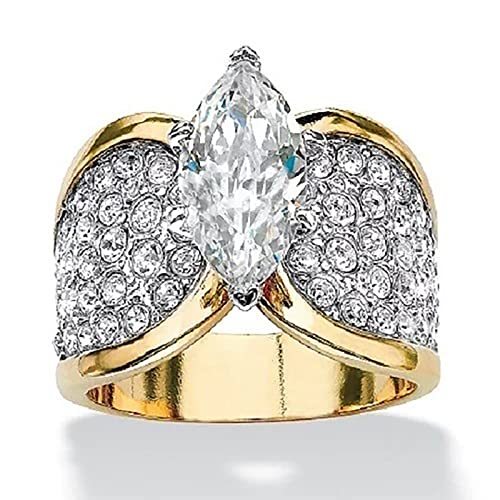 Snake Ring Stainless Steel Engagement Round Cut Zircons Women Wedding Rings Jewelry Rings For Woman Full Diamond Ladies Ring (Gold, 8)