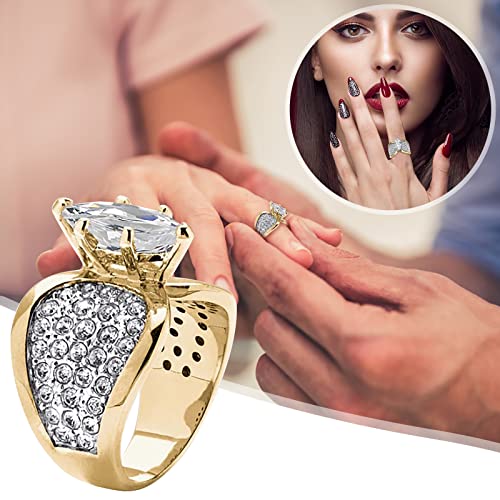 Snake Ring Stainless Steel Engagement Round Cut Zircons Women Wedding Rings Jewelry Rings For Woman Full Diamond Ladies Ring (Gold, 8)