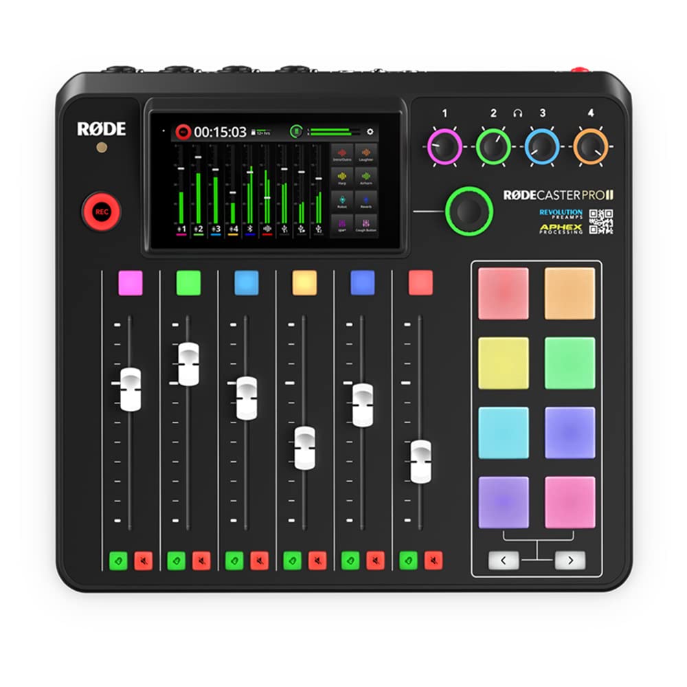 Rode RODECaster Pro II Integrated Audio Production Console Bundle with Rode RODECover II Polycarbonate Cover and 32GB MicroSDHC Memory Cards