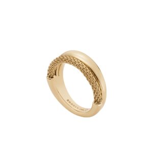 Skagen Women's Gold Tone Ring with Crystal Accents, 8