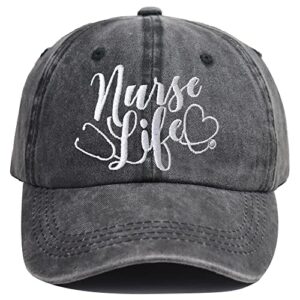 kamaple nurse gifts for women men, embroidered funny nurse life hat, nurses accessories baseball cap, rn gifts for nursing