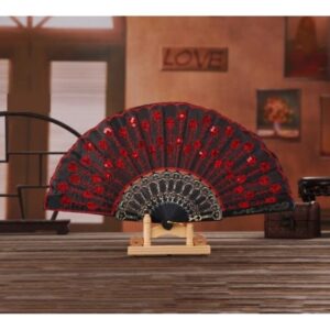 Folding Hand Fan Folding Fan Handheld Folded Fan Embroidered Sequins Folding Fan Chinese Style Classical Hand Fans Dance Manual Fan Foldable Fan Hand Held Fans (Color : A6, Size : 23 * 41CM)