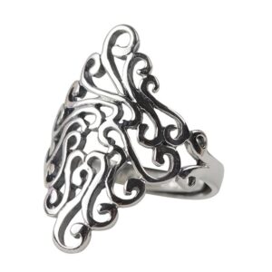 dtja filigree vintage statement ring for women oxidized boho expandable adjustable totem flower leaves open wide wrap finger rings comfort fit bohemian jewelry