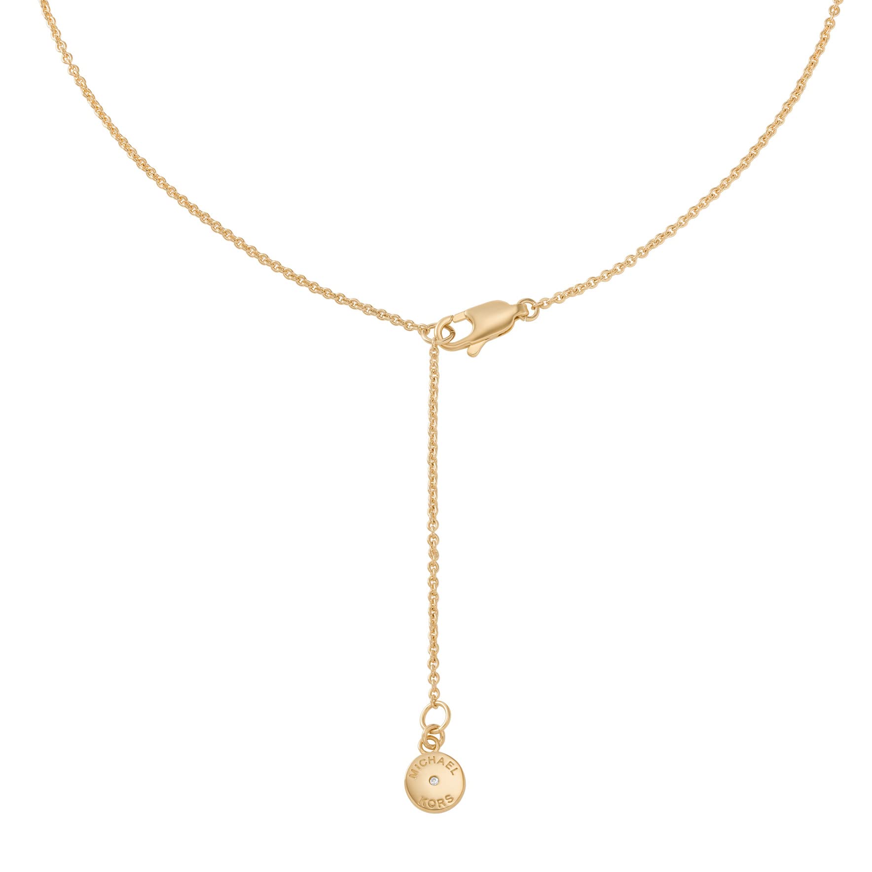 Michael Kors Brass and Pavé Crystal MK Logo Pendant Necklace for Women, Color: Gold (Model: MKJ7977710)