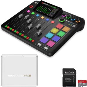 Rode RODECaster Pro II Integrated Audio Production Console Bundle with Rode RODECover II Polycarbonate Cover and 32GB MicroSDHC Memory Cards