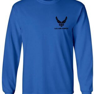 Air Force Left Chest Adult Long Sleeve T-Shirt in Royal - X-Large