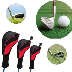 Golf Club Head Covers, Golf Iron Head Cover, Wedge Cover, Woods Driver Long Interchangeable 1/3/5 Driver Fairway Hybrid Golf Putter Cover Headcovers (Color : Red)