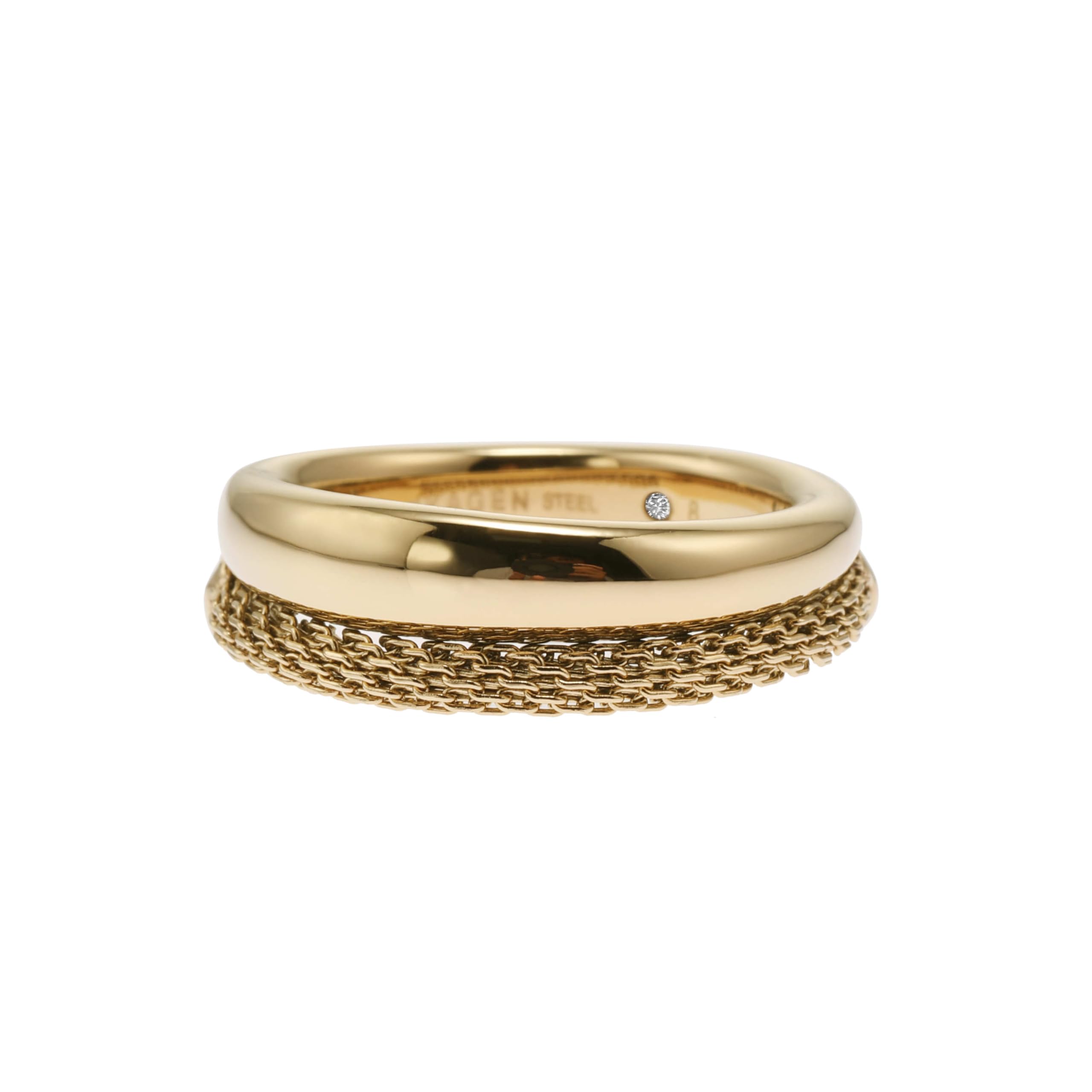 Skagen Women's Gold Tone Ring with Crystal Accents, 5.5