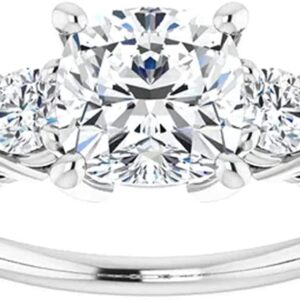 Moissanite World Cushion Cut 3.00Ct, VVS1 Clarity, Moissanite Diamond, 925 Sterling Silver Ring, Five Stone Promise Ring, Bridal Ring, Engagement Ring, Party Jewelry (5.5)