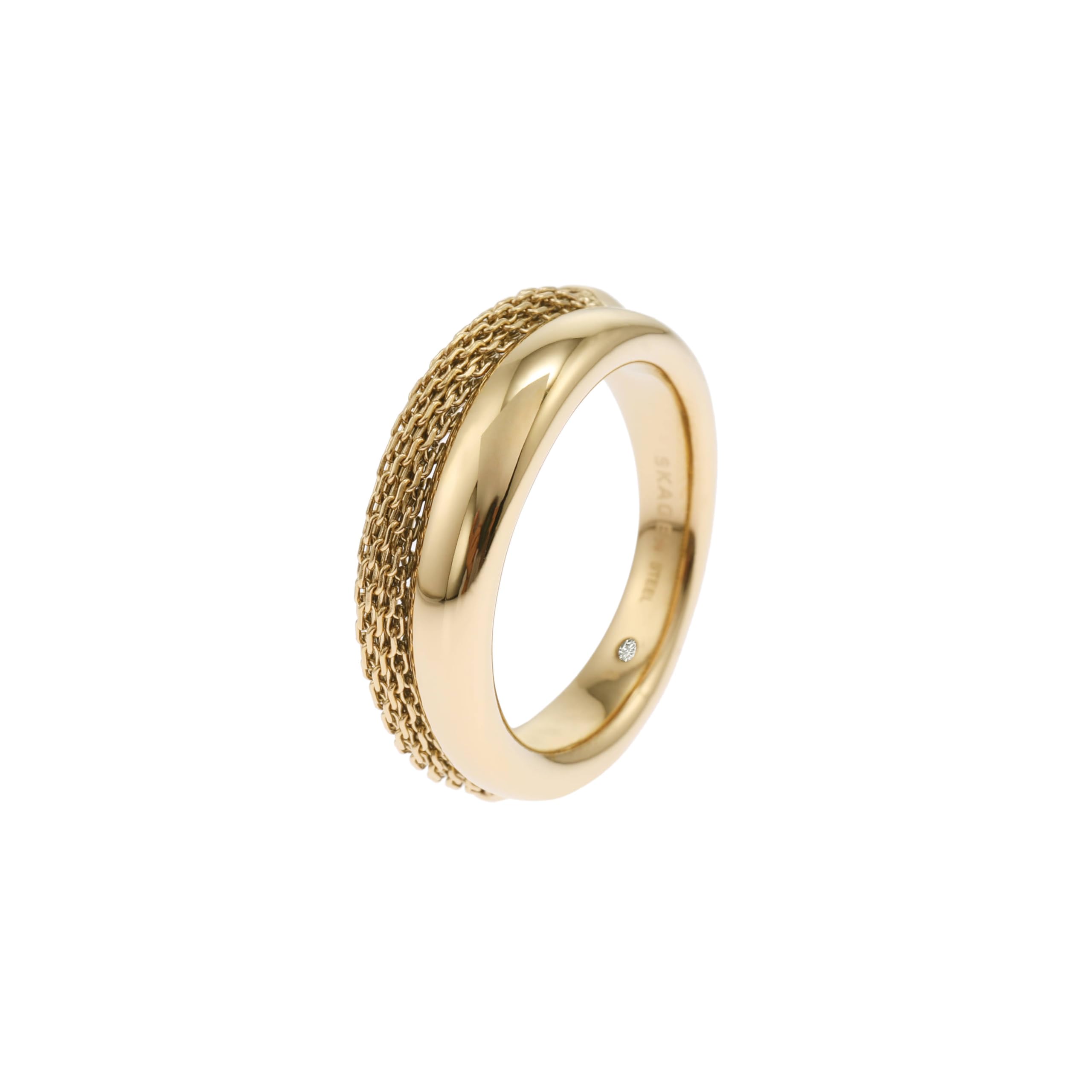 Skagen Women's Gold Tone Ring with Crystal Accents, 5.5