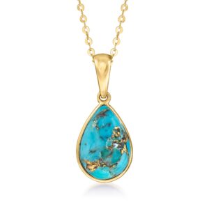 canaria turquoise pendant necklace in 10kt yellow gold. 20 inches