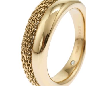 Skagen Women's Gold Tone Ring with Crystal Accents, 5.5