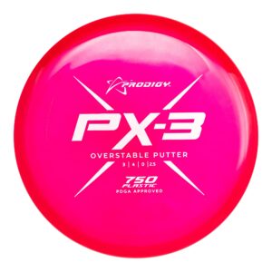 Prodigy Disc 750 PX-3 | Stable Disc Golf Putter & Approach Disc | Extremely Durable 750 Plastic | Great for Driving & Approach Shots | Beaded for Added Stability | Colors May Vary (170-174g)