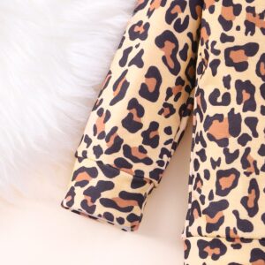 RETSUGO Toddler Girl Clothes Leopard Long Sleeve Sweatshirt Top and Pants Toddler 2pcs School Girls Outfits Kids Fall Winter Clothing Set Size 7/6615