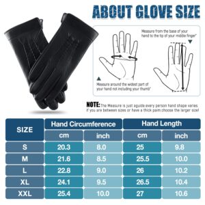 QUKOPSE Winter Leather Gloves for Men,Touchscreen Snow Driving Gloves with Cashmere Lining for Motorcycle Driving Riding