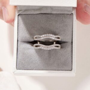 Newshe Jewellery Bridal Ring Enhancer for Engagement Rings AAAAA Cz Wedding Band for Women Eternity Ring Guard Size 8