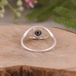 DHRUVANSH CREATIONS 925 sterling silver evil eye ring - protection ring - blue eye ring - white eye ring - evil eye jewelry (5.5)