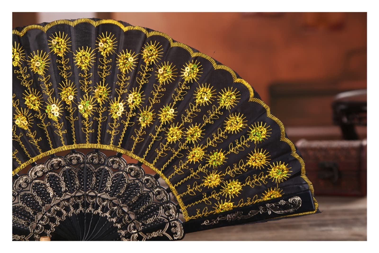 Folding Hand Fan Folding Fan Handheld Folded Fan Embroidered Sequins Folding Fan Chinese Style Classical Hand Fans Dance Manual Fan Foldable Fan Hand Held Fans (Color : A6, Size : 23 * 41CM)