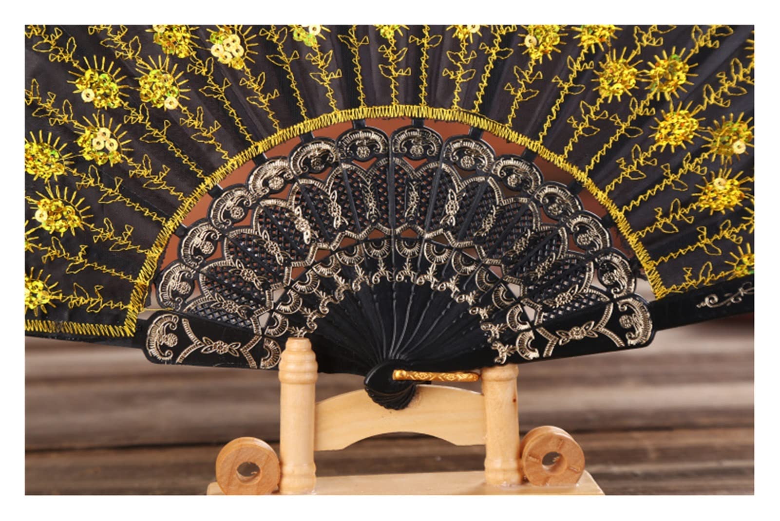 Folding Hand Fan Folding Fan Handheld Folded Fan Embroidered Sequins Folding Fan Chinese Style Classical Hand Fans Dance Manual Fan Foldable Fan Hand Held Fans (Color : A6, Size : 23 * 41CM)