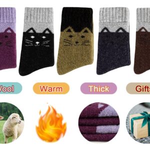 Heatuff Women's Winter Wool Socks Warm Soft Full Cushion Crew Socks (5 Pairs)