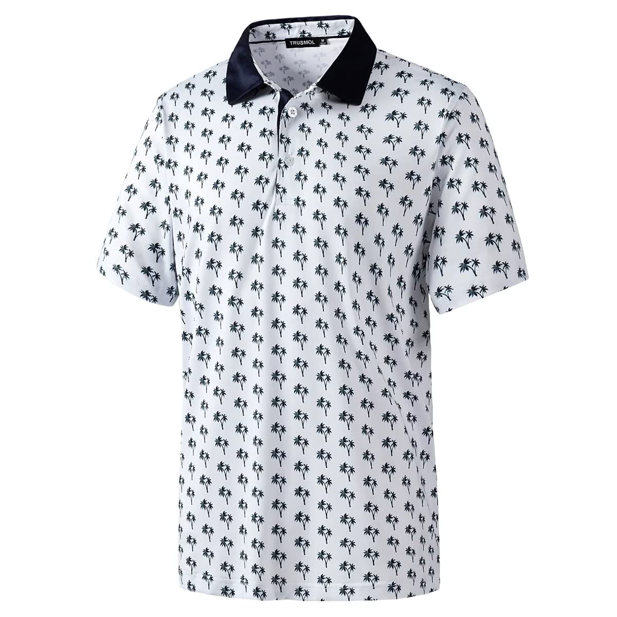 TRUSMOL Men's Golf Shirts Short Sleeve Dry Fit Print Moisture Wicking Casual Polo Shirt