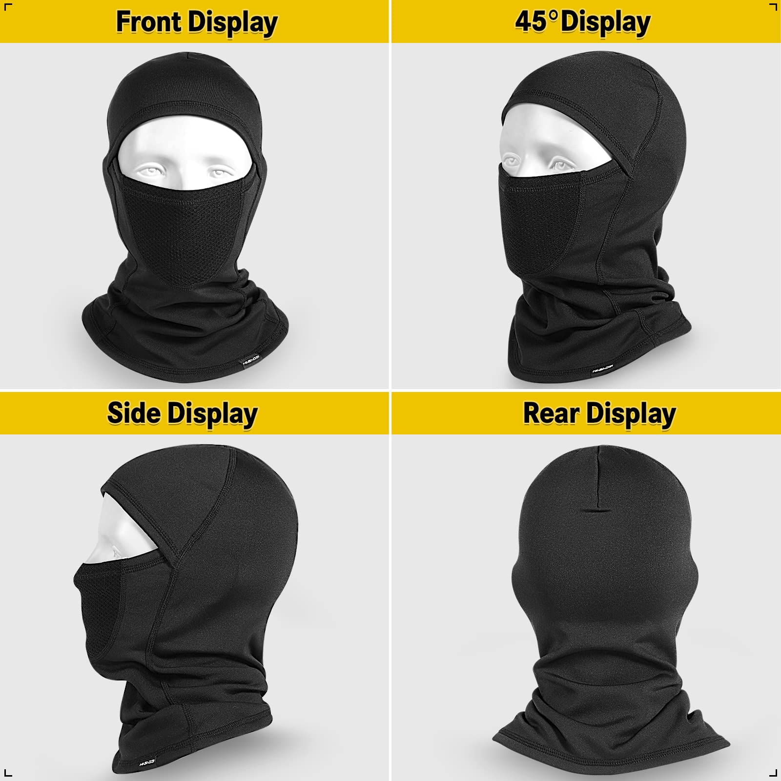 HASAGEI Balaclava Winter Thermal Ski Mask Breathable Face Hood Balaclava Motorcycle Bike for Men and Women Black