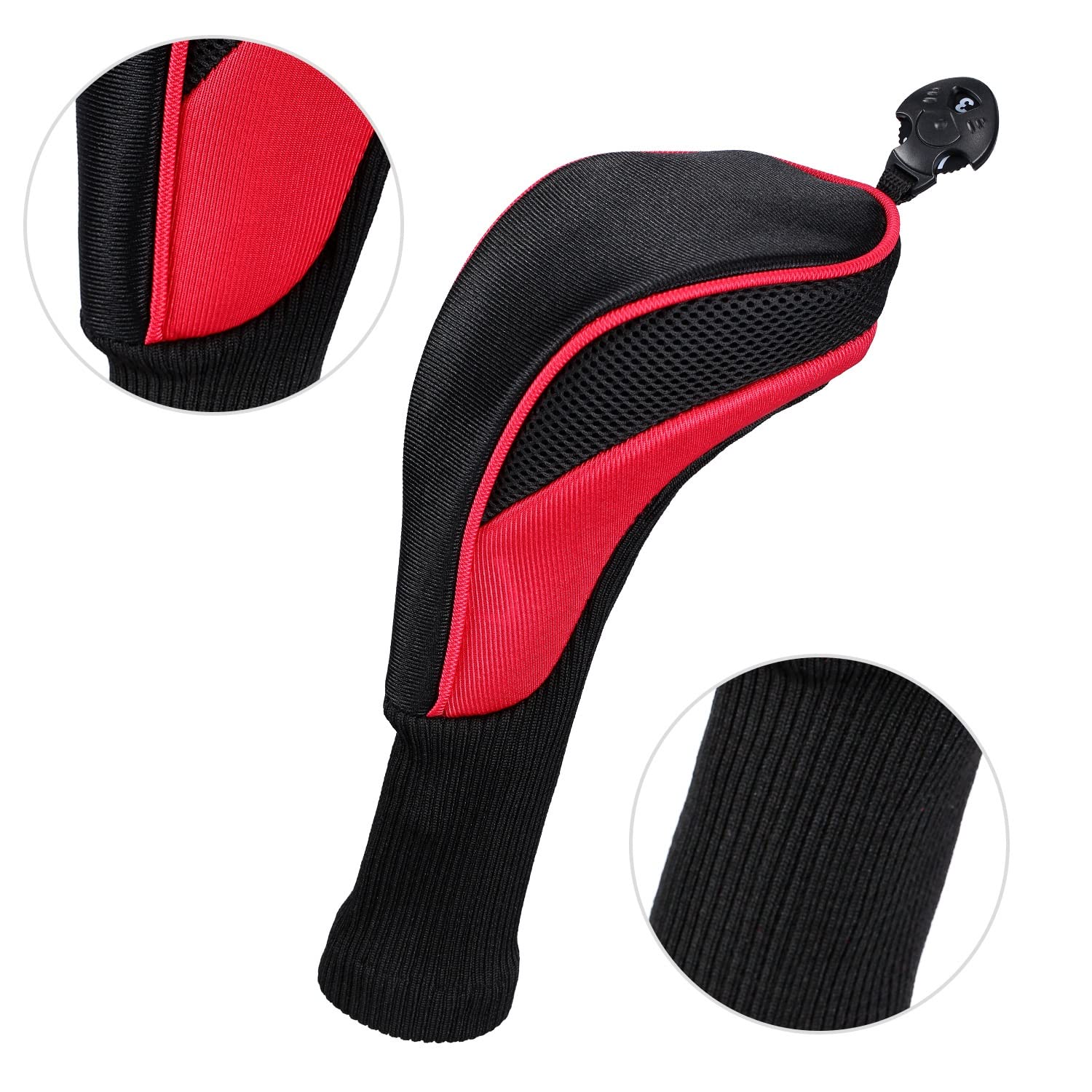 Golf Club Head Covers, Golf Iron Head Cover, Wedge Cover, Woods Driver Long Interchangeable 1/3/5 Driver Fairway Hybrid Golf Putter Cover Headcovers (Color : Red)