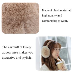 Yuoahcn Women Girls Ear Muffs Fashion Warm Plush Earmuffs Winter Foldable Ear Warmer Windproof Adjustable Earmuff (Khaki)