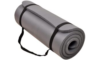 balancefrom all purpose 1-inch extra thick high density anti tear exercise yoga mat with carrying strap,grey