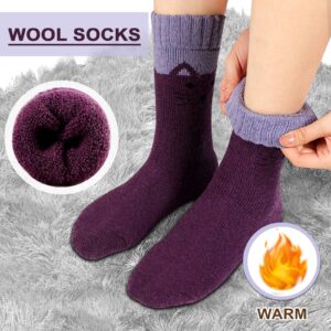 Heatuff Women's Winter Wool Socks Warm Soft Full Cushion Crew Socks (5 Pairs)