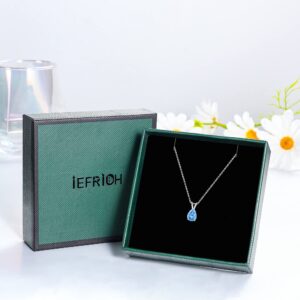 IEFRICH Sterling Silver Necklace for Women - Birthstone Necklace for Women Aquamarine Necklace Silver Necklaces for Teen Girls Birthstone Necklace Aquamarine Jewelry Silver Jewelry for Women Gifts