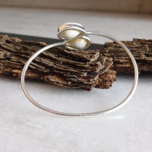 KAPISH INTERNATIONALS Handcrafted Sterling Silver Bangle with Money Cowrie Shell Accent - Adjustable Natural Shell Bracelet for Elegant Jewelry Statement - 2 To 2.5 Inch Adjustable