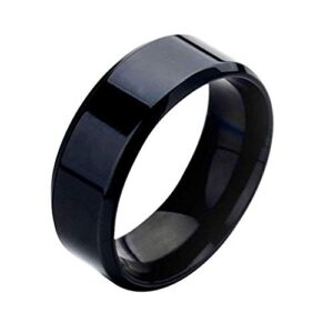 unisex stainless steel rings lovers simple plain band engagement ring wedding anniversary ring size 5-13 (black, 10)