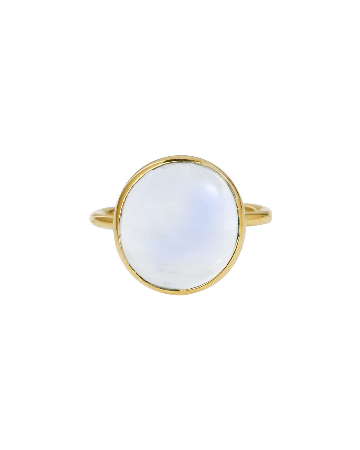 YoTreasure Rainbow Moonstone 925 Sterling Silver Gold Plated Solitaire Ring Jewelry