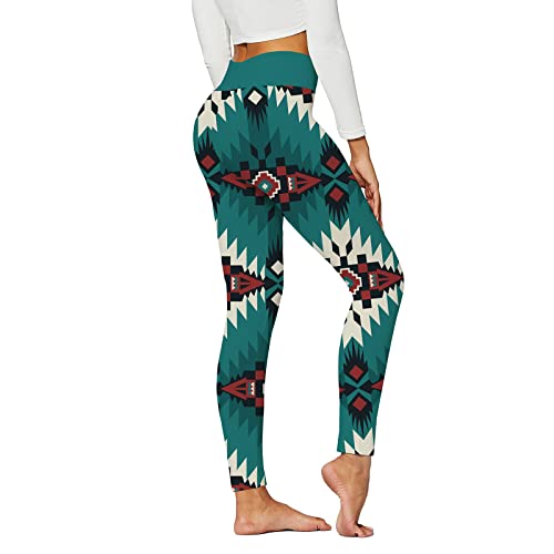 Women Full Length Workout Running Sports Tights Butt Lift Yoga Pants Tribal Style Pregnancy Yoga Pants Petite Green