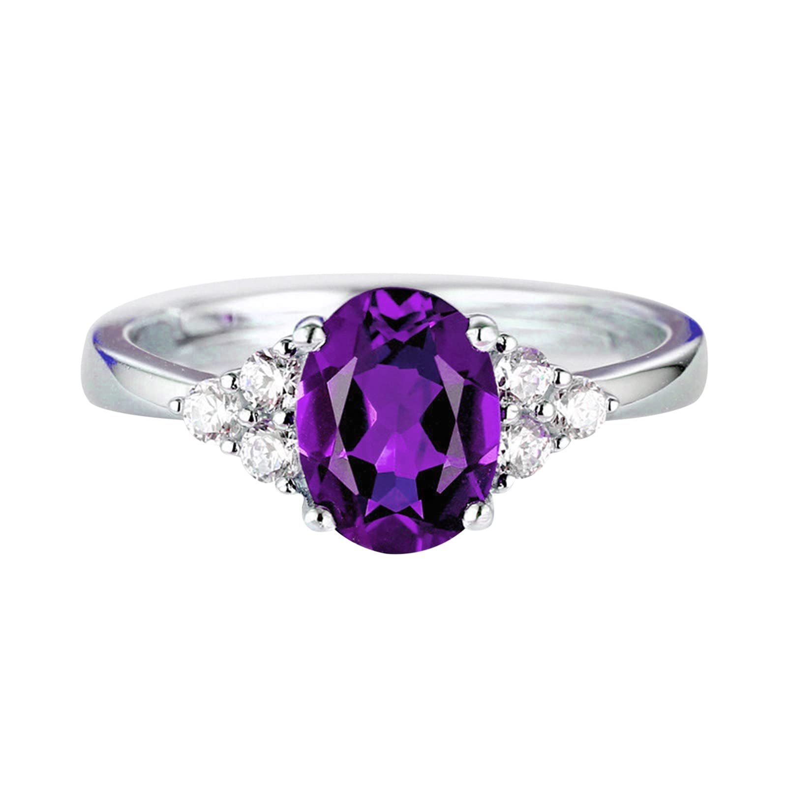 Fashion Jewelry Women's Gemstone Ring CZ Simulated Diamond Proposal Ring Engagement Wedding Rings (Purple, One Size)