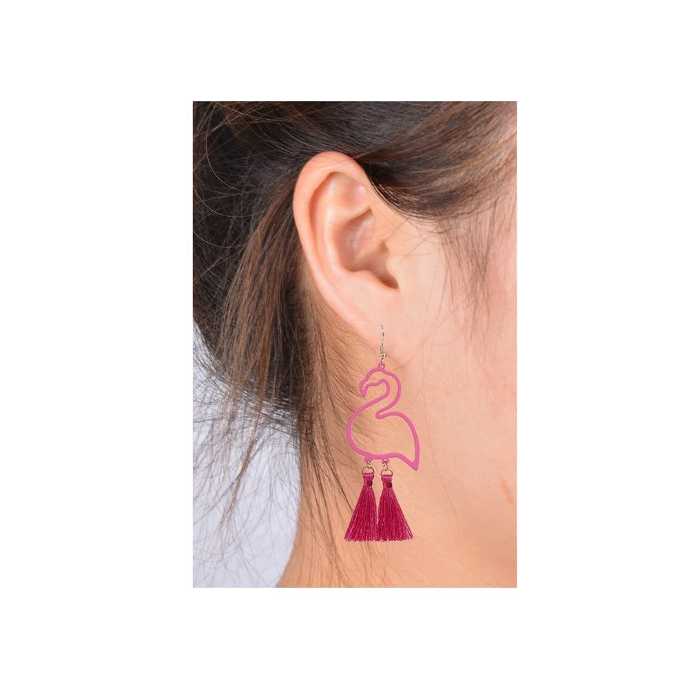 Pink Flamingo Exaggerated Long Dangle Drop Earrings Retro Creative Hollow Fashion Cute Animal Bird Boho Jewelry for Women -Pink