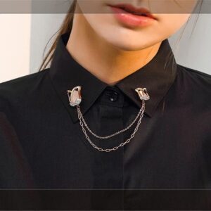 MJWDP Shirt Collar Pin Neck Brooch Chain Corsage Decoration Women's Button Pin Sweater Accessories Pin Accessories